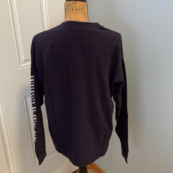 Notre Dame Navy Long Sleeve T Shirt Size M Unisex - Picture 4 of 11